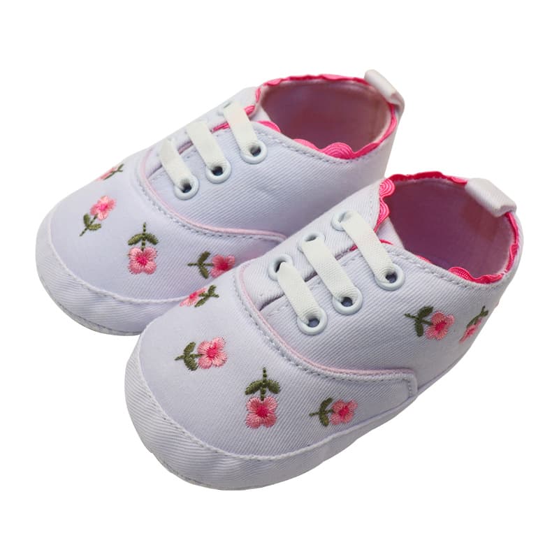 ファーストシューズ小花刺繍のやわらかファーストステップ