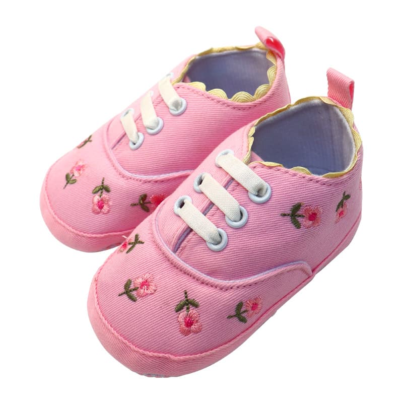 ファーストシューズ小花刺繍のやわらかファーストステップ